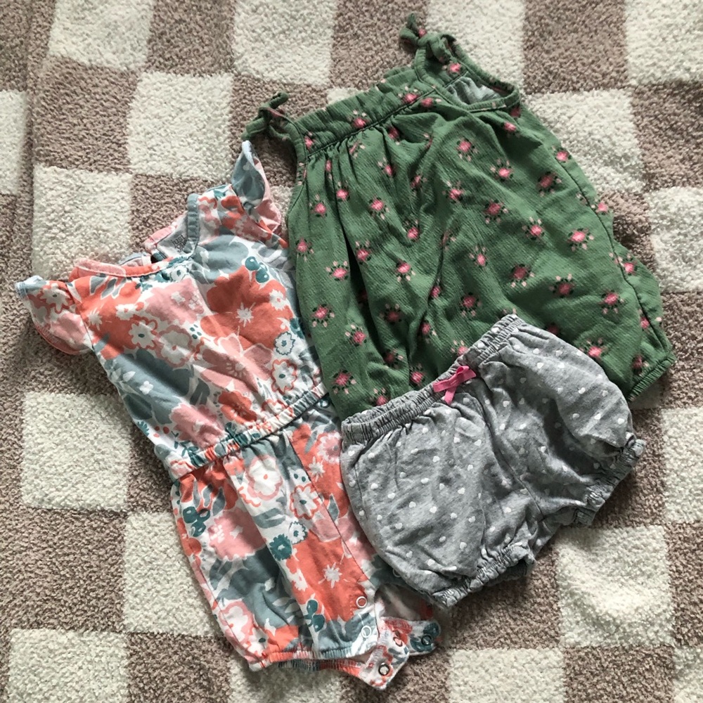 BOGO 🎊 Carter’s Floral and Polka Dot Baby Romper Set